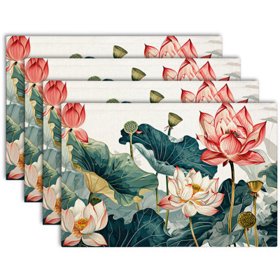 4-Piece Polyester Rectangle Dining Table Placemat