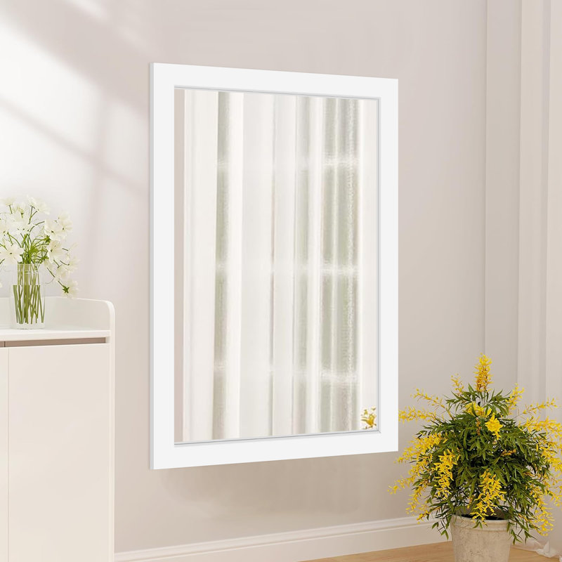 Wood Rectangle Mirror, White, 54" x 36"