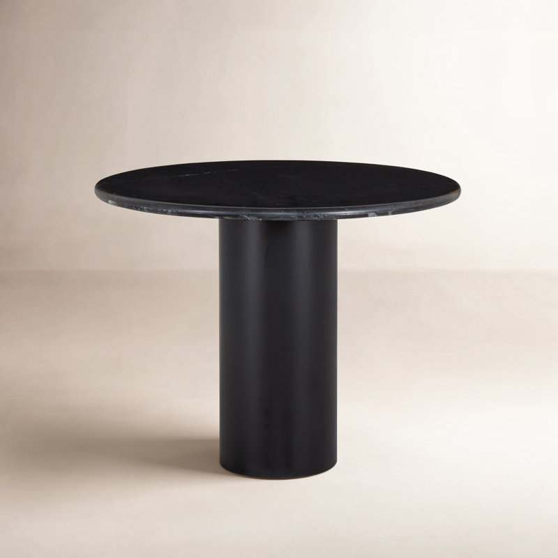 Belle Round Marble Dining Table, Black Marble/Dark Kettle Black