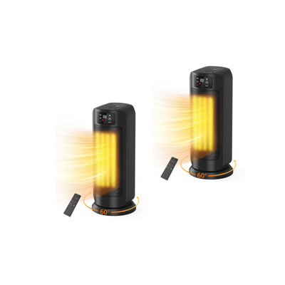 Space Heaters for Indoor Use, Portable Electric Heater with Remote, ECO Mode, 59-95°F Digital Thermostat, 60°Oscillating, 24H Timer, Ceramic Space Heater for Bedroom Large Room Office