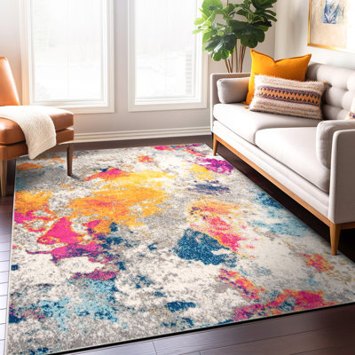 Noires Abstract Ivory/Gray/Blue Area Rug