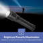 GEEPAS Handheld LED Flashlight | 500 Lumen Super Bright Powerful 2000mAh Battery Type-C Rechargeable | 3H Runtime 4 Modes | Waterproof Pocket Size Torch for Power Cuts Emergency Camping Hiking Outdoor [Energy Class A]