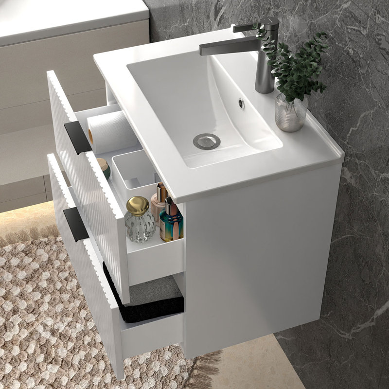 600mm Single Bathroom Vanity with Integrated Ceramic Basin