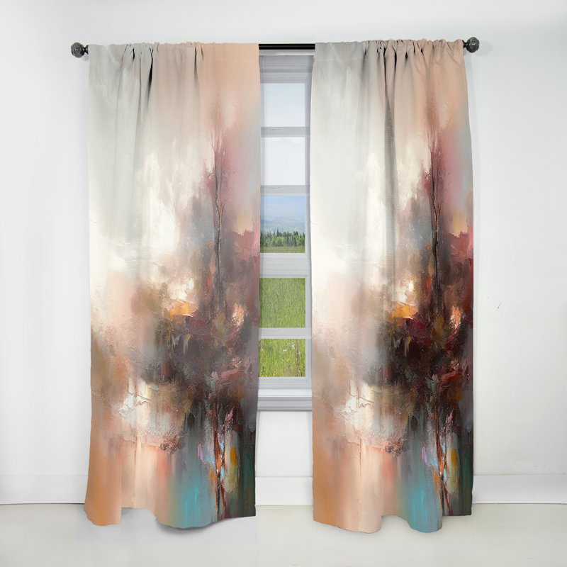 Rideau en velours brun foncé abstrait Nature IV - obscurcissant - 1 panneau, L 52 po x L 90 po