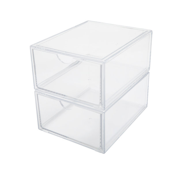 Gracious Living 4 Clear Desktop and Countertop Smooth Gliding Drawers  Storage Bin with Organizer Top Lid for Small Items, White