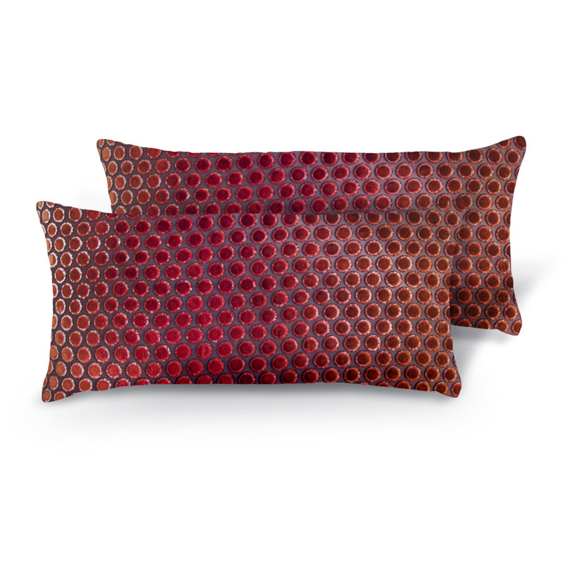 Dots Rectangle Velvet Pillow Cover & Insert, 7" x 15", Wildberry