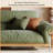 88.58"Green linen-blend loveseat with throw pillows-926685543