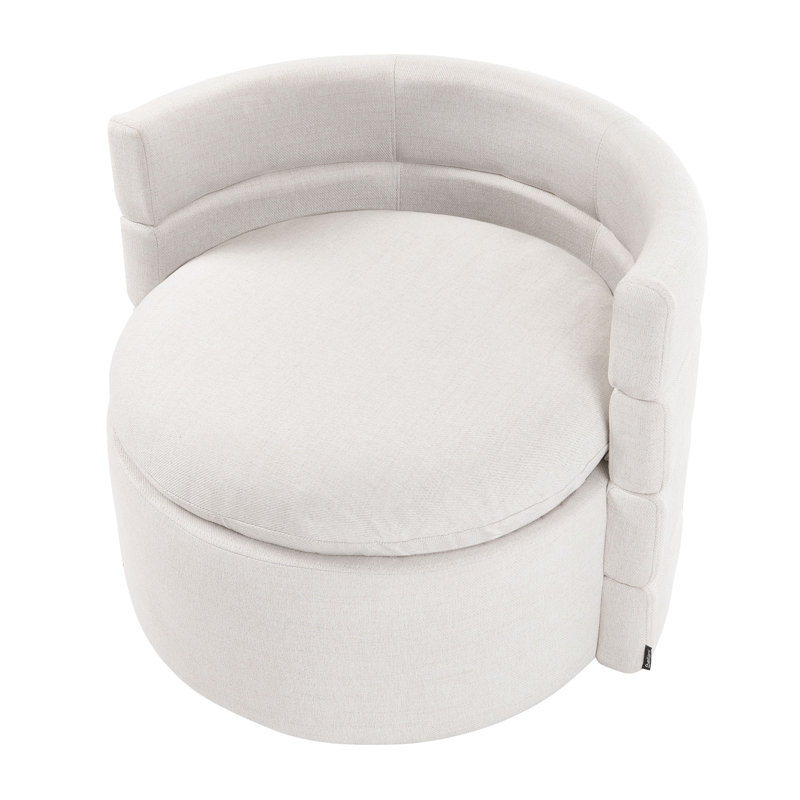 Upholstered Swivel Barrel Chair, White