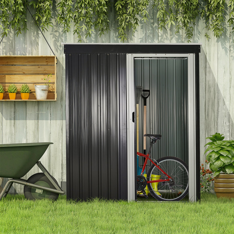 Bouzoun 5 ft. W x 3 ft. D Galvanised Steel Pent Tool Shed