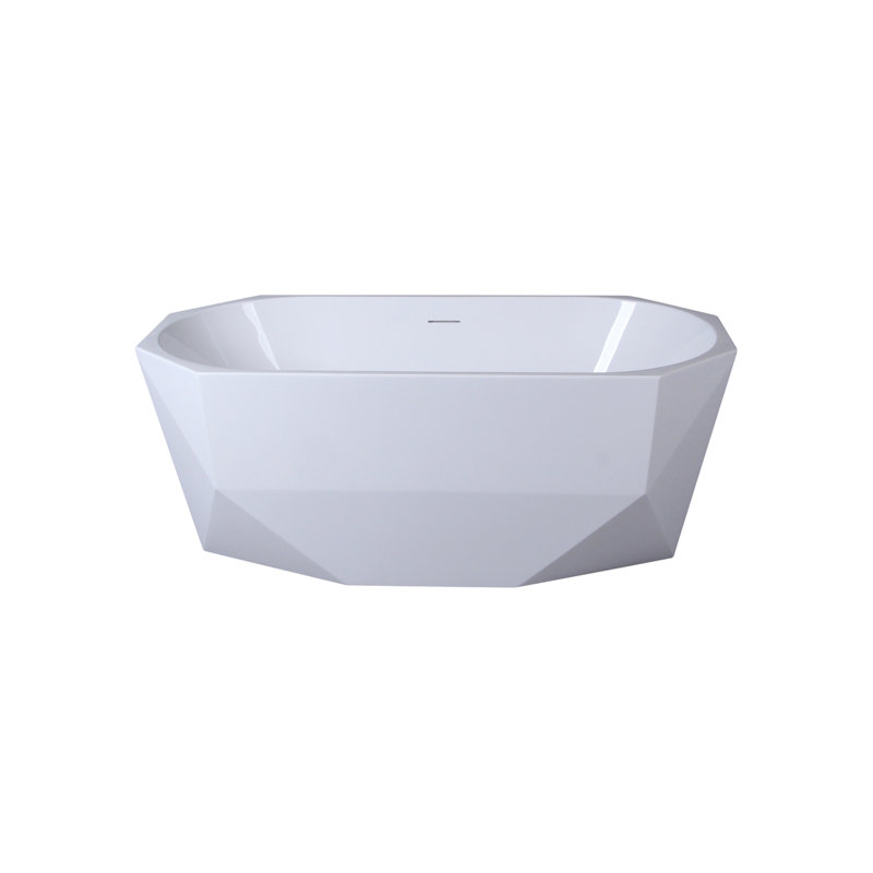 Ethen 59'' x 29.5'' Soaking Acrylic Bathtub, Matte White