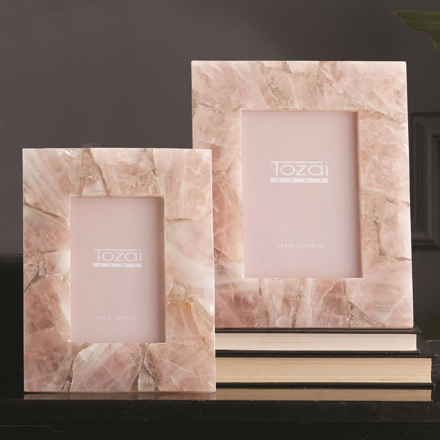 Stone Embossed Picture Frame - Set of 2, Pink