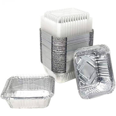 55 Pack - Small 1lb, Aluminum Pans with Lids to Go Containers Disposable Foil Pans Take Out Containers Foil Pan Aluminum Foil Food Containers from