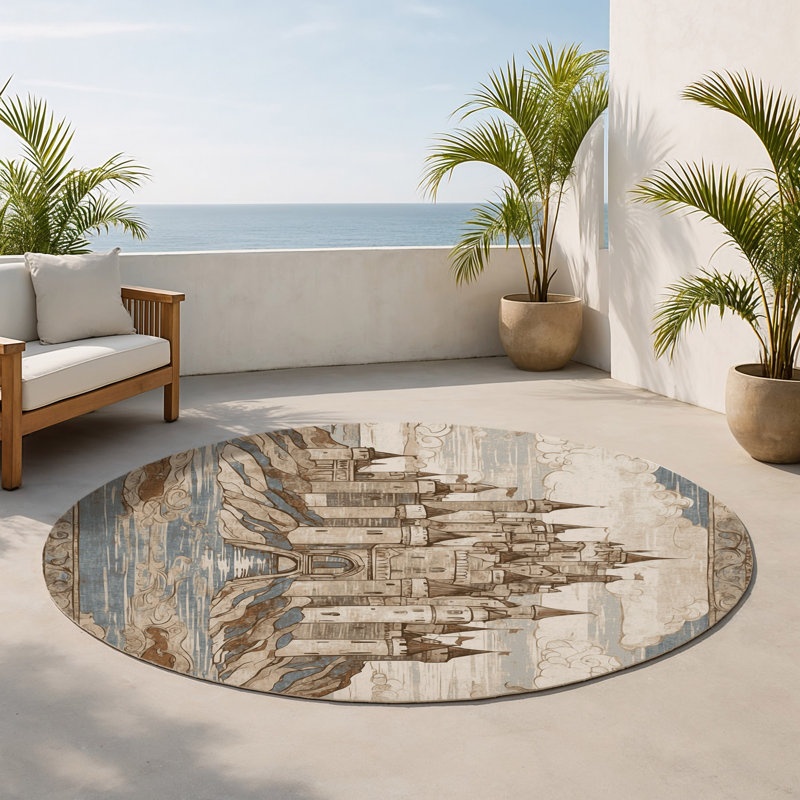 Tapis intérieur et extérieur Ancient Majesty, Rond 5 pi
