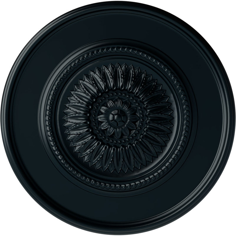 Grand médaillon de plafond floral Endurathane, diamètre extérieur de 41 1/8 po x P 2 1/2 po (convient aux auvents jusqu'à 1 1/2 po), finition d'ombre de nuit peinte à la main