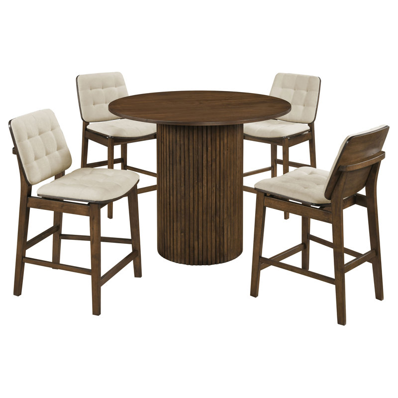 Ensemble de salle à manger à hauteur de comptoir 5 pièces Weidar, Walnut, Cream/Walnut