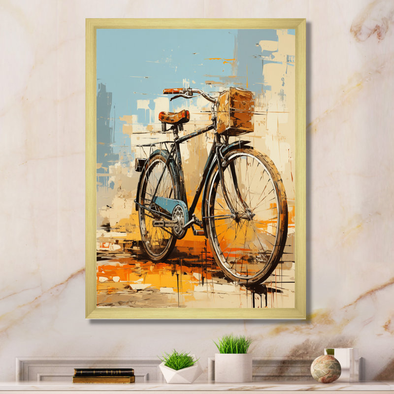 Plageman Bicycle Expressive Journeys An I, reproduction d'art sur toile, H 44 po x l 34 po x P 1,5 po, Encadrement doré