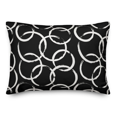 Navy Circles Outdoor Throw Pillow
