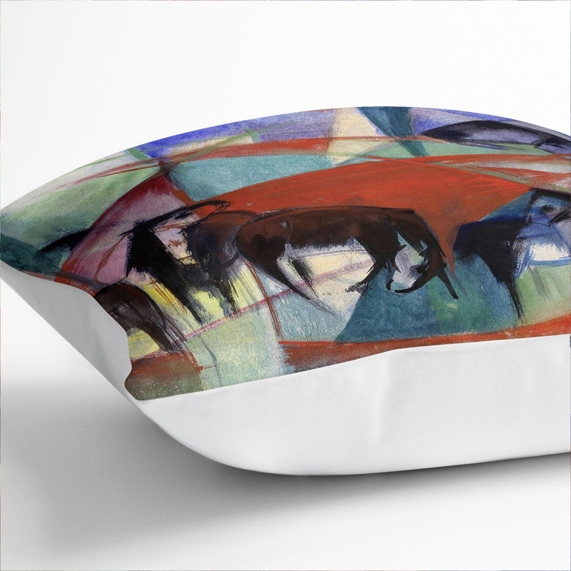 Many Horses Square Throw Cushion, White, 40cm H x 40cm W x 15cm D