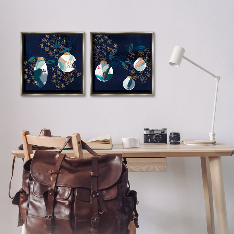 "Abstract Ornaments on Tree", ensemble de 2 toiles par Jennifer Paxton Parker, H 18 po x l 18 po, Cadre flottant gris lustré