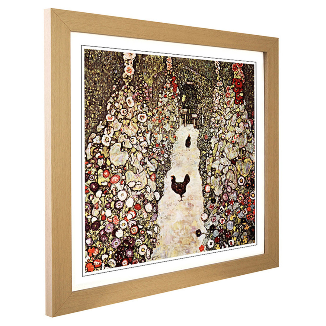 Garden with Chickens and Roosters by Gustav Klimt - Framed Print