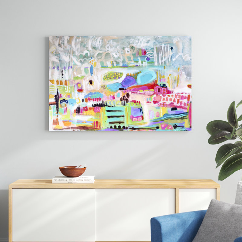 «Abstract Clouds» par Karen Fields - peinture sur toile tendue, H 32 po x l 48 po x P 1,25 po