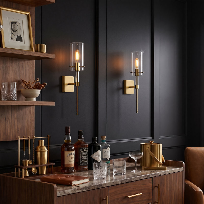 Modern Gold Dimmable Armed Wall Sconces