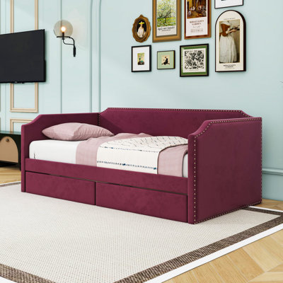 Twin Upholstered Daybed with Storage Drawers