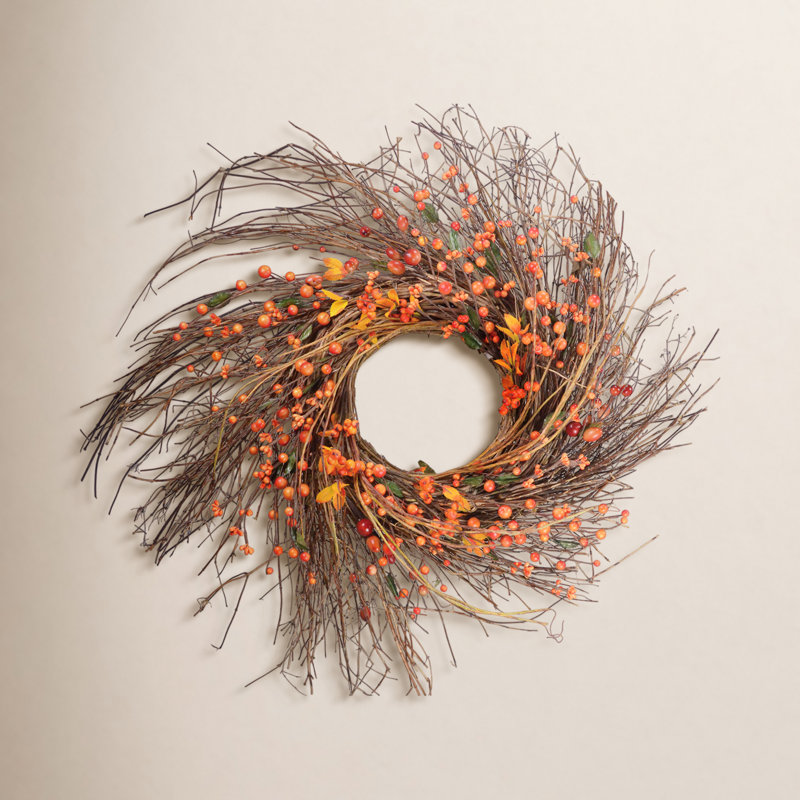 Couronne 28" en faux récolte à baies grapevine