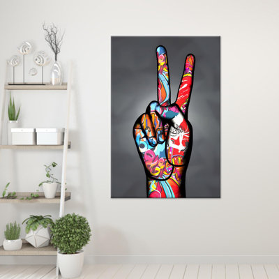 "Peace Sign", impression sur toile Graffiti - décoration murale moderne, toile tendue 1P
