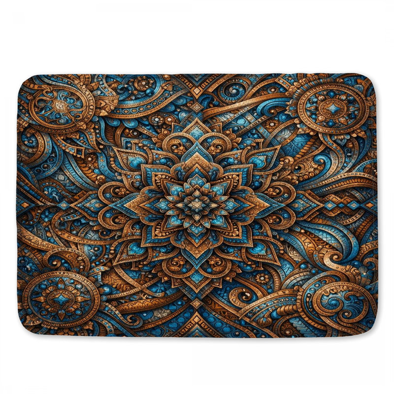 Tapis de bain complexe à motif mandala, 34in W x 21in L