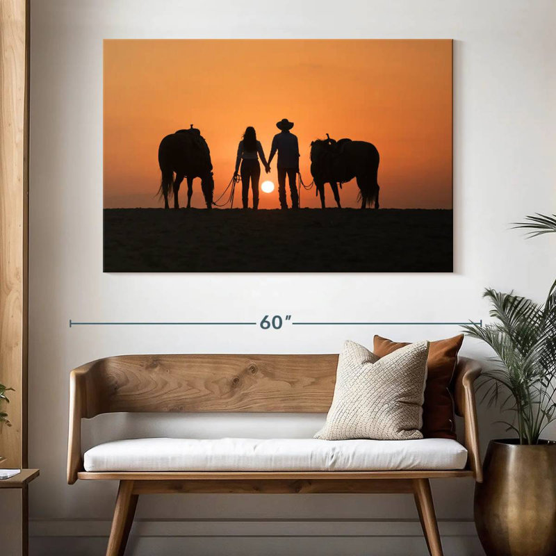 Couple de cowboys Hardie, H 34 po x l 51 po
