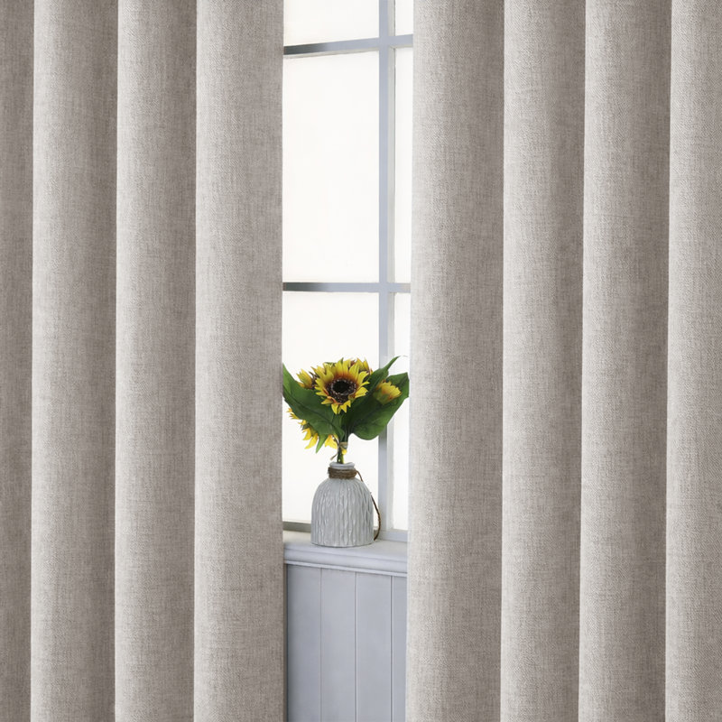 Aspire Homeware Linen 100% Blackout Curtain Pair for Hotel Style Bedroom Comfort, Beige, 168cm Width x 183cm Drop