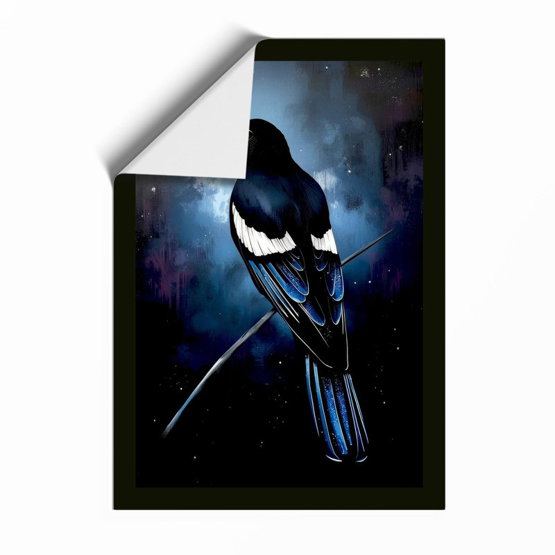 Magpie in Profile Minimalist - Framed Print, Unframed, A1 - 84.1 x 59.4 cm