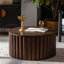 Table basse ronde de 27,56 pouces de couleur brune avec plateau relevable et base piédestal