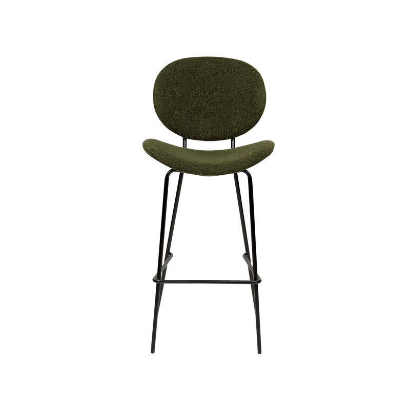 Luana Upholstered Counter Stool with Metal Frame, Green