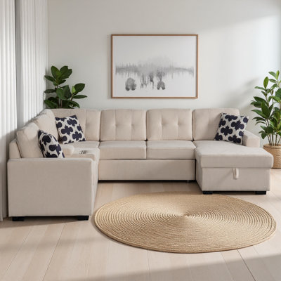 Multifunctional Modular L - Shaped Sectional Sofa With Built - In Cup Holders, Hidden Storage Compartments And Convertible Seating Design