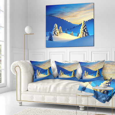 Housse et insert de photographie de paysage Schafer Designart «Winter Mountains with Fir Trees»