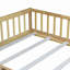Lit de plancher avec clôture et porte, lit de plancher en bois d'hévéa avec barrières de sécurité-878113449-878113451