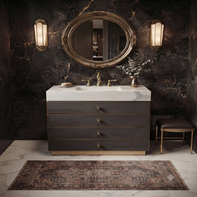 Tuscan - Modern euro design bathroom vanity oak and marble quartz top set 36"