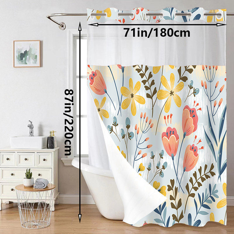 Rideau de douche à double couche, H 87 po x l 71 po