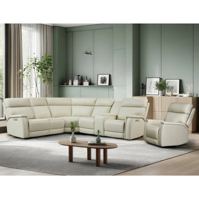 7 pièces, 3 fauteuils inclinables modulaires en cuir inclinables, appui-tête électrique et lombaire