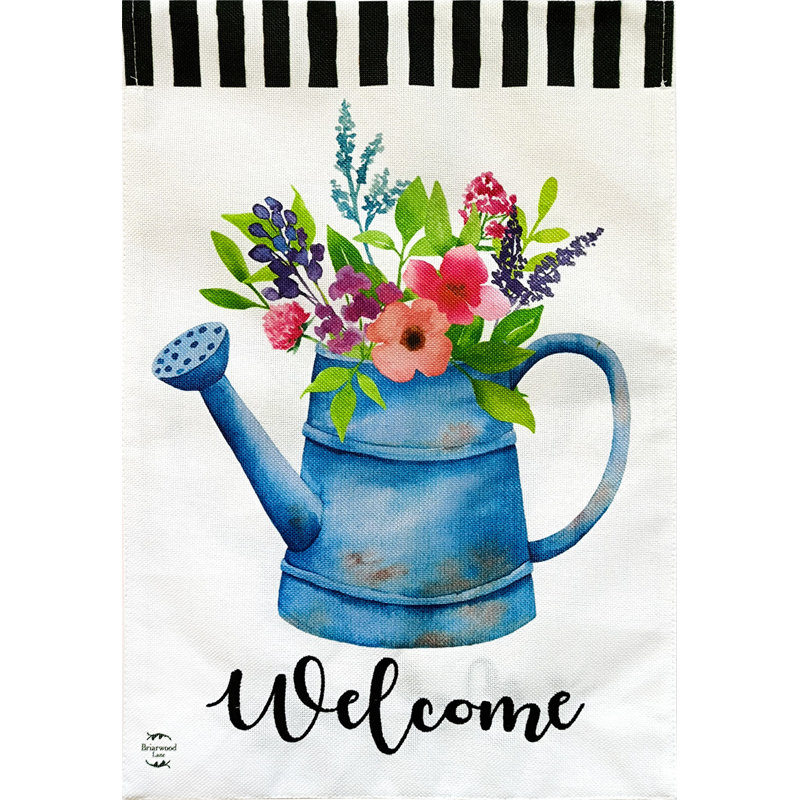 Arrosoir, drapeau de maison en toile de jute