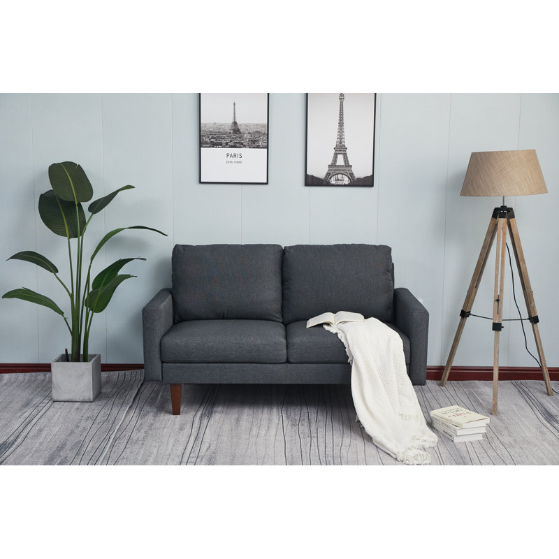 Seaddon Square Arm Sofa, Dark Gray Linen Blend, 35" H x 58" W x 32" D