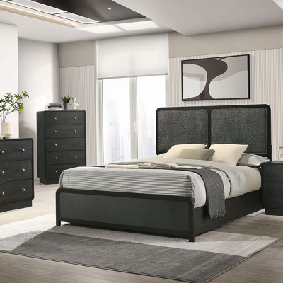 Burton Black Upholstered Queen Bed