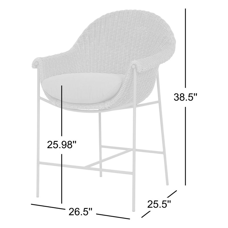 Suerte 26" Patio Bar Stool with Cushion, Cream/Black/Brown