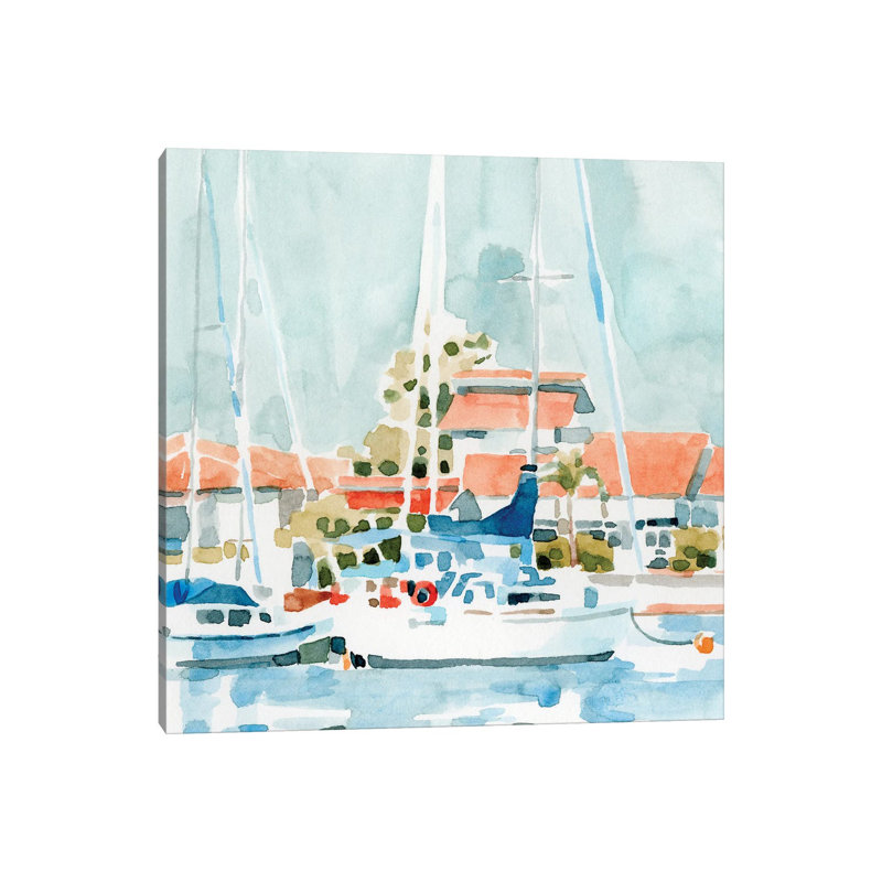 Beach Town Summer I - Giclée sur toile tendue avec châssis, H 12 po x l 12 po