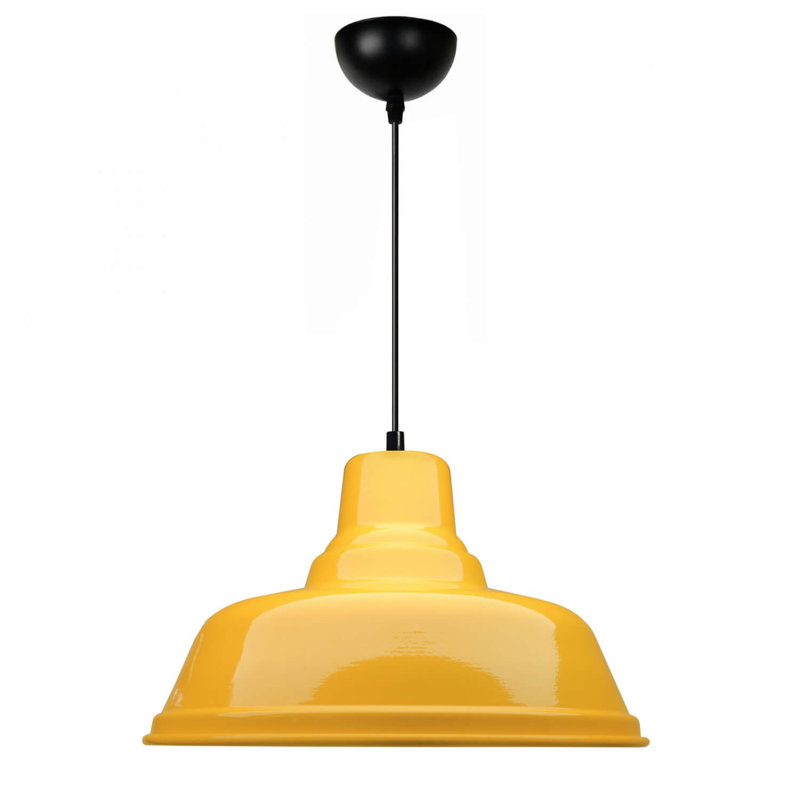 Superbe lustre jaune, corps en métal, diamètre du chapeau de 12,2 po, hauteur du chapeau de 8,3 po, hauteur totale de 47,2 po | 1 x douille E27, 40 W maximum | Élégant luminaire pour le salon et la salle à manger, design moderne