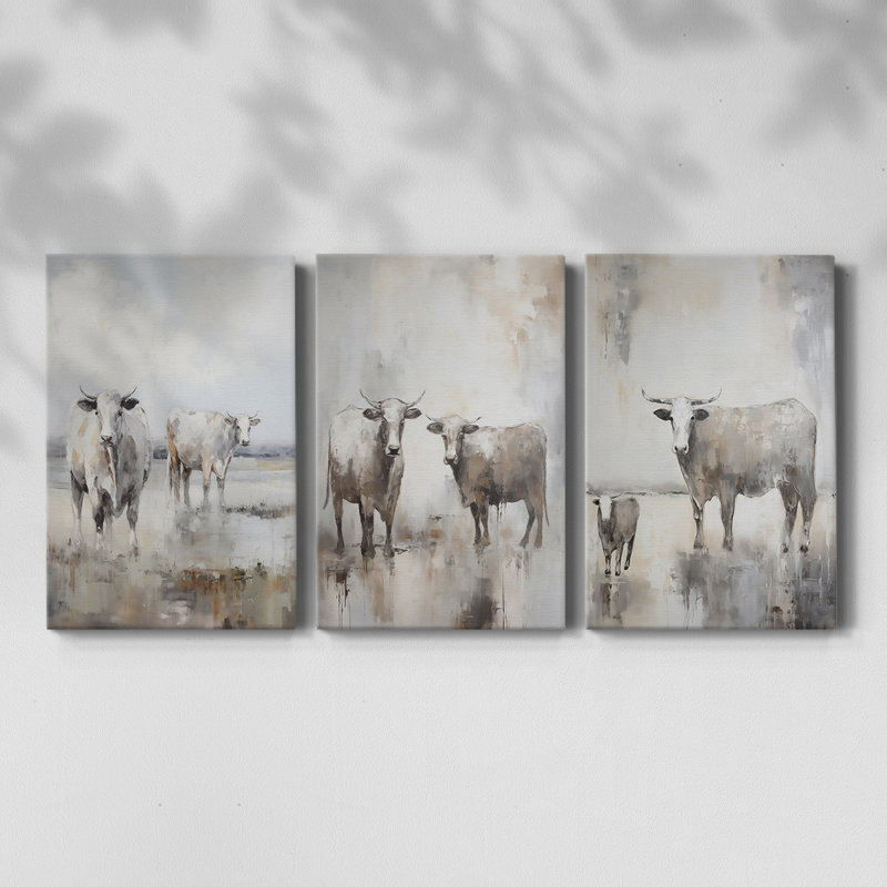 ANIMALS Series CCLxxxviii - Toile tendue sur mesure - 3 pièces, H 48 po x l 96 po