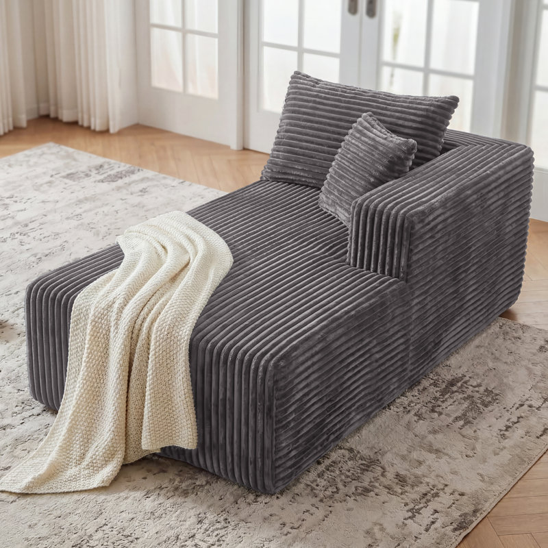 Chaise longue modulaire, rouleau de compression, aucun assemblage requis, flanelle revêtue de ressorts ensachés pour le salon, gris