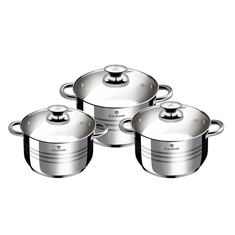 Blaumann 6.1L Non-Stick Stainless Steel Pot Set